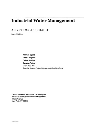 Industrial Water Management A Systems Approach Second Edition William Byers