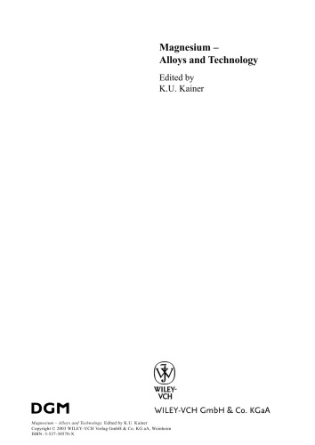 Magnesium Alloys And Technology Karl U Kainer
