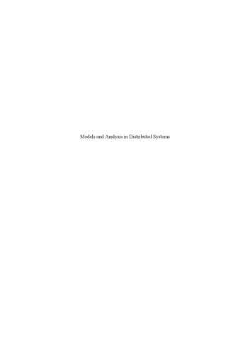 Models And Analysis In Distributed Systems Serge Haddad Fabrice Kordon