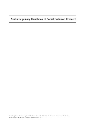 Multidisciplinary Handbook Of Social Exclusion Research Dominic Abrams