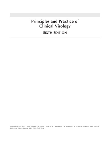 Principles And Practice Of Clinical Virology Sixth Edition Arie J Zuckerman