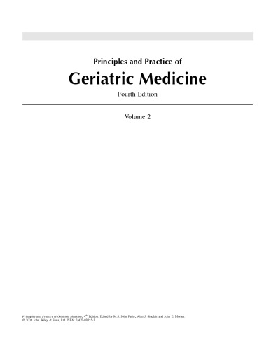 Principles And Practice Of Geriatric Medicine Volume 2 Fourth Edition Ms John Pathy