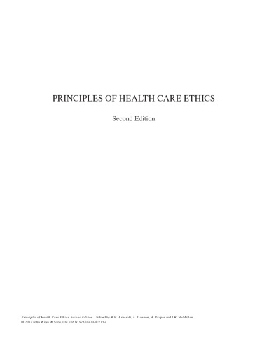 Principles Of Health Care Ethics Second Edition Richard Edmund Ashcroft