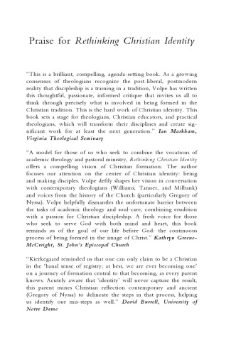 Rethinking Christian Identity Doctrine And Discipleship Medi Ann Volpeauth