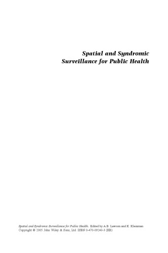 Spatial And Syndromic Surveillance For Public Health Andrew B Lawson