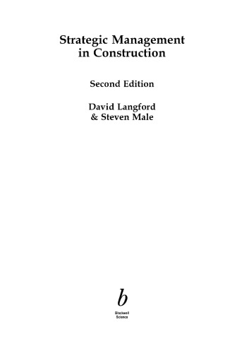 Strategic Management In Construction Second Edition David Langford