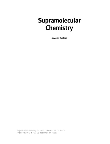 Supramolecular Chemistry Second Edition Jonathan W Steed Jerry L Atwoodauth