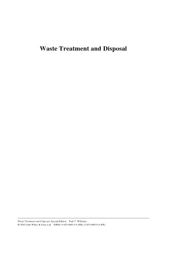 Waste Treatment And Disposal Second Edition Paul T Williamsauth