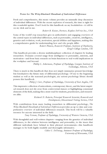 The Wileyblackwell Handbook Of Individual Differences Tomas Chamorropremuzic