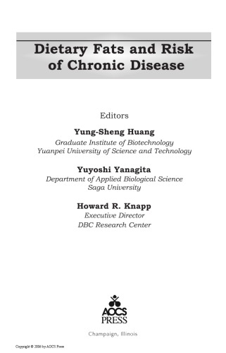Dietary Fats And Risk Of Chronic Disease Yungsheng Huang Teruyoshi Yanagita