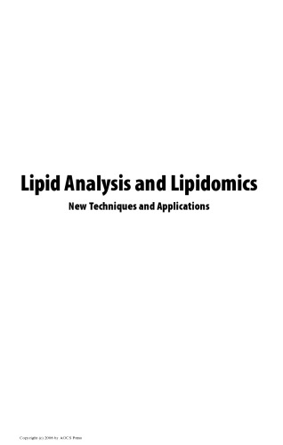Lipid Analysis And Lipidomics New Techniques And Applications Magdi M Mossoba