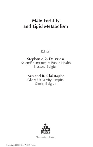 Male Fertility And Lipid Metabolism Stephanie R De Vriese Armand B Christophe