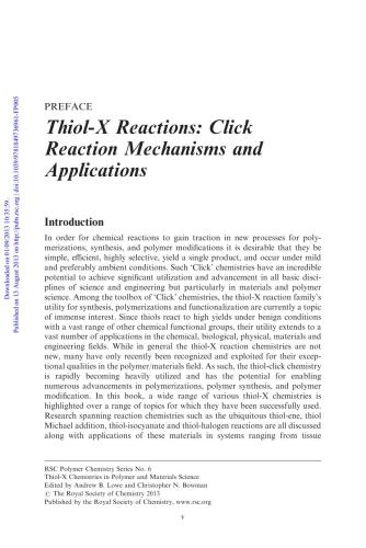 Thiolx Chemistries In Polymer And Materials Science Andrew B Lowe