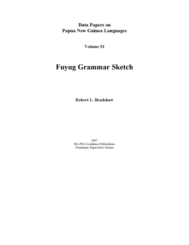 Fuyug Grammar Sketch Robert L Bradshaw