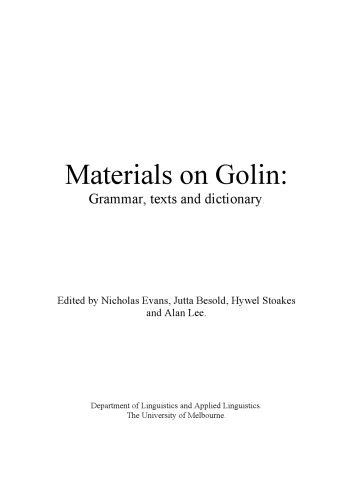 Materials On Golin Grammar Texts And Dictionary