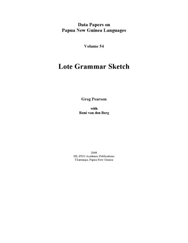 Lote Grammar Sketch Greg Pearson With Rene Van Den Berg