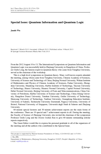 Journal International Journal Of Theoretical Physics Volume 52 Issue 6