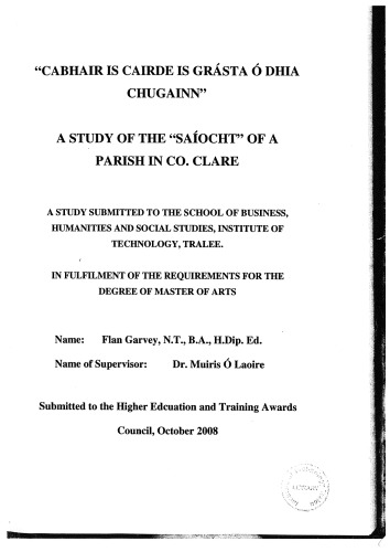A Study Of The Saocht Of A Parish In Co Clare Flan Garvey