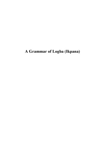 A Grammar Of Logba Ikpana Kofi Dorvlo