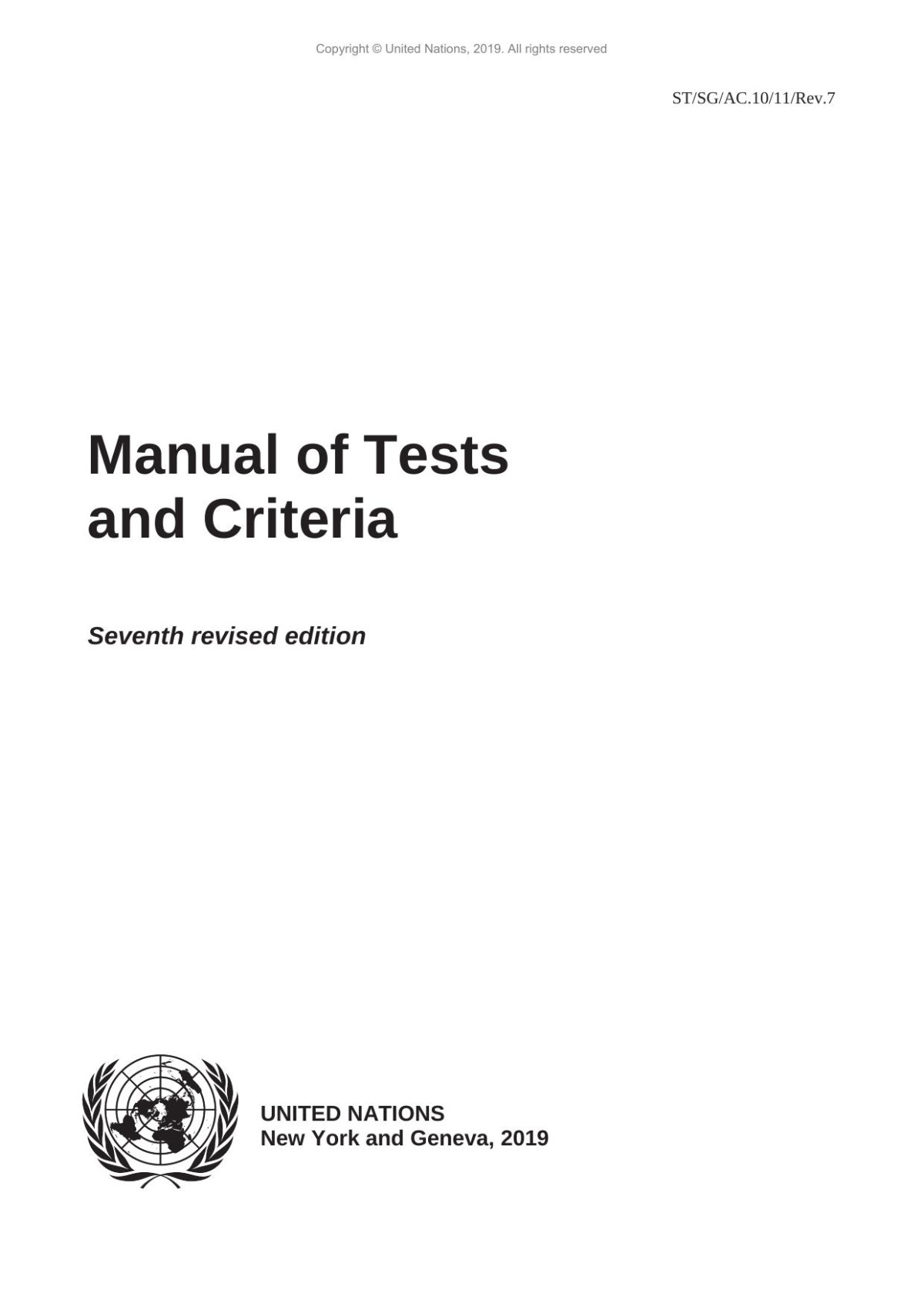 Un Manual Of Tests And Criteria Estsgac1011rev7pdf United Nations United Nations