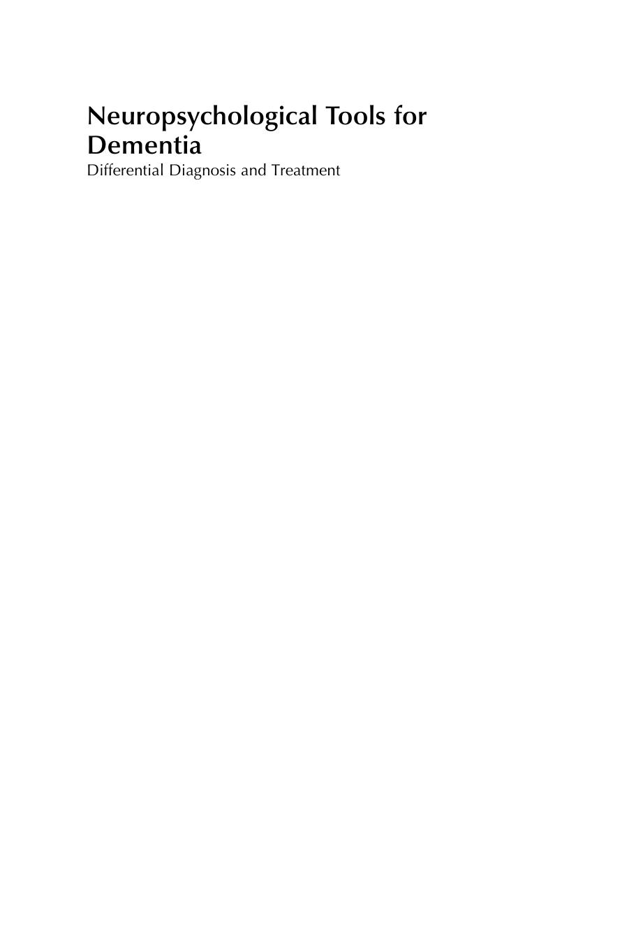Neuropsychological Tools For Dementia Helmut Hildebrandt