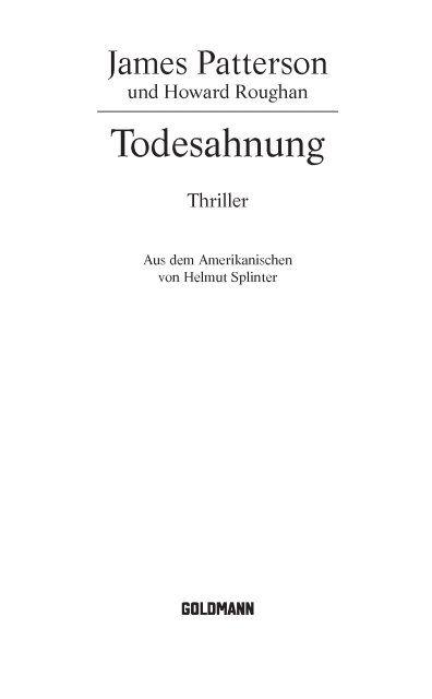 Todesahnung Thriller German Edition James Patterson