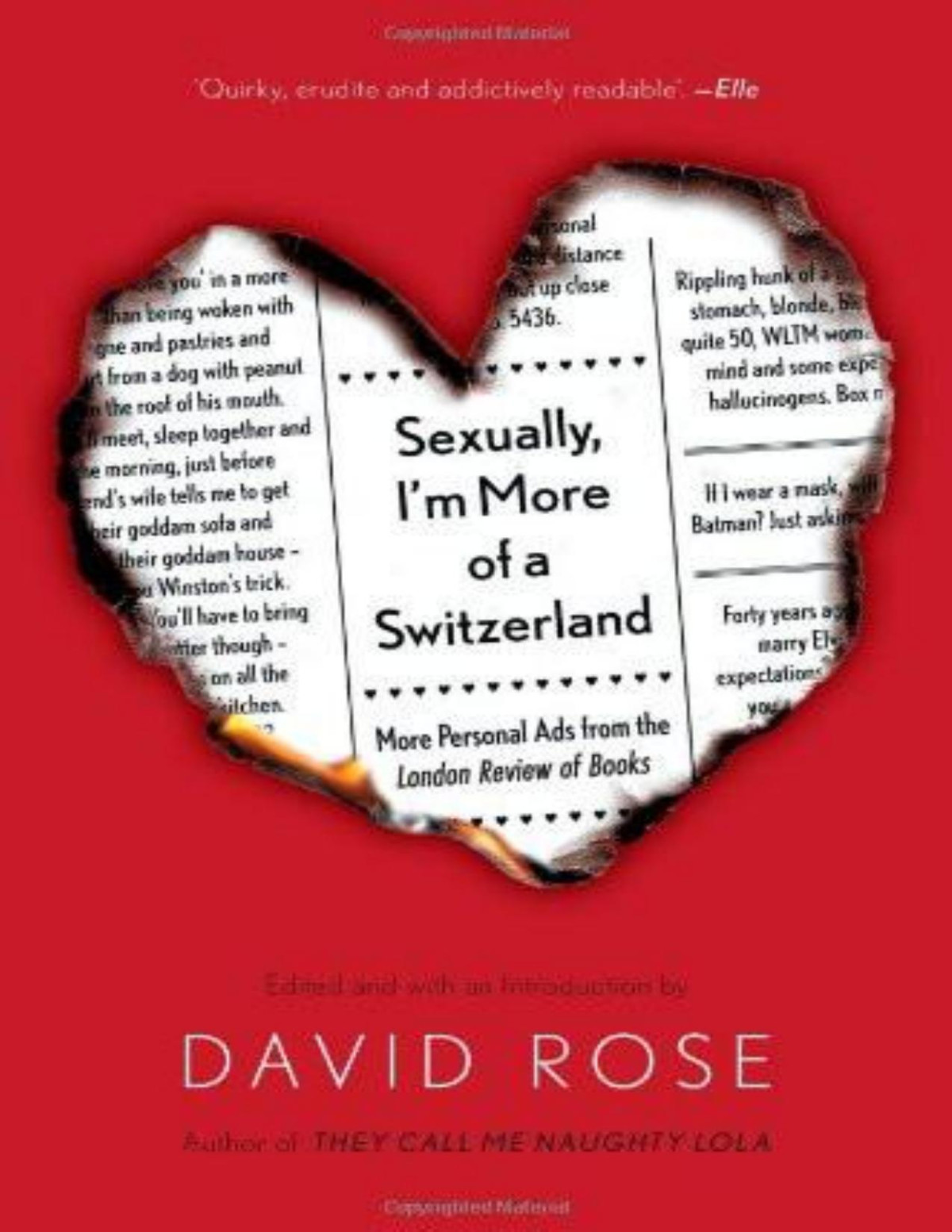 Sexually Im More Of A Switzerland More Personal Ads From The London Review Of Books David Rose