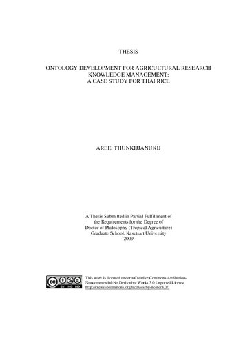 Dissertation Ontology Development For Agricultural Research Knowledge Management A Case Study For Thai Rice Aree Thunkijjanukij