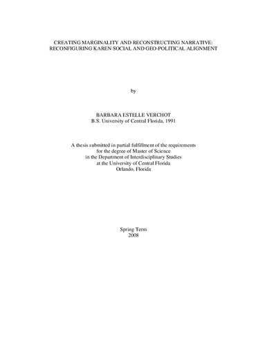 Dissertation Creating Marginality And Reconstructing Narrative Reconfiguring Karen Social And Geopolitical Alignment Barbara Estelle Verchot