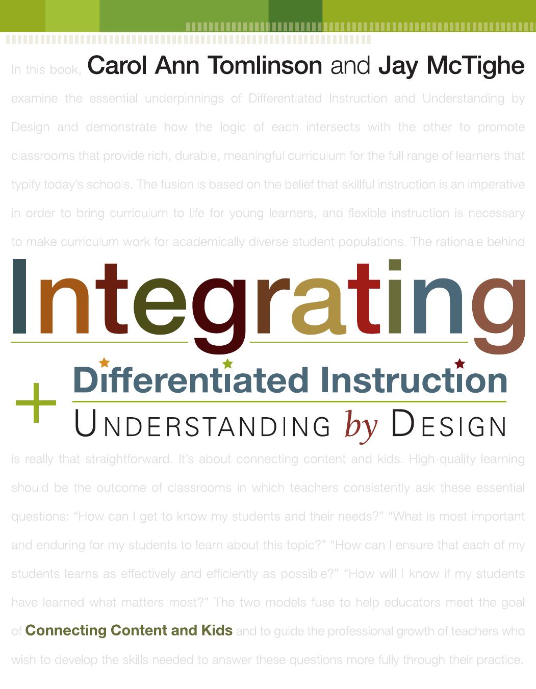 Integrating Differentiated Instruction And Understanding By Design Carol Ann Tomlinson