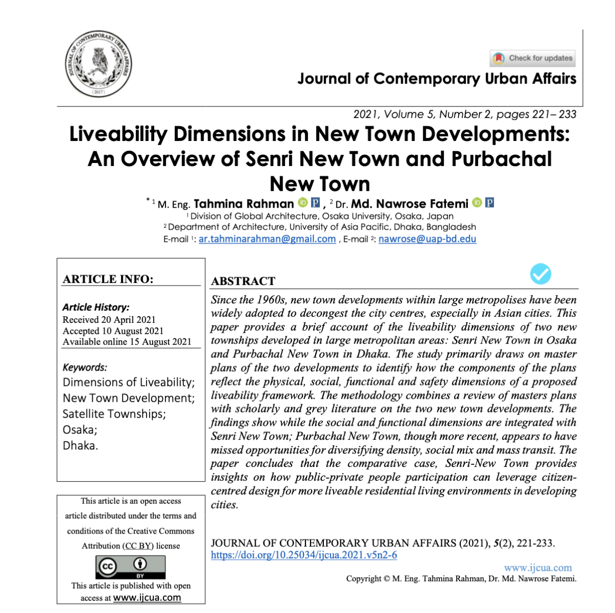 Liveability Dimensions In New Town Developments An Overview Of Senri New Town And Purbachal New Town 2nd Edition M Eng Tahmina Rahman