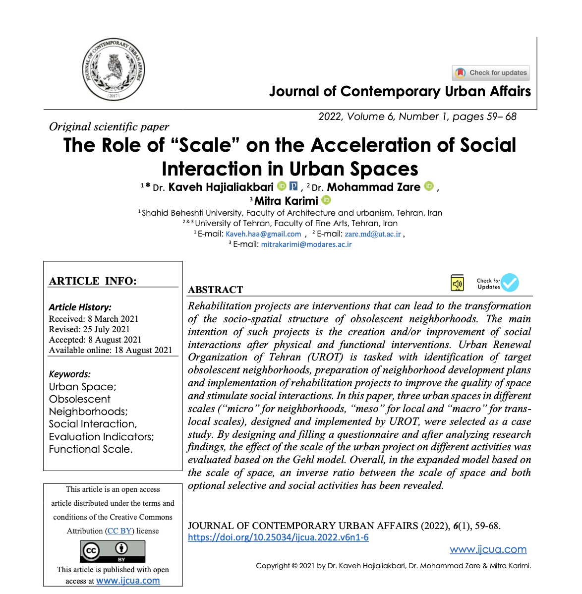 The Role Of Scale On The Acceleration Of Social Interaction In Urban Spaces 1st Edition Dr Kaveh Hajialiakbari