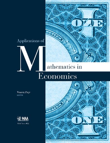 Applications Of Mathematics In Economics Warren Page Ed
