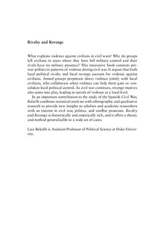 Rivalry And Revenge The Politics Of Violence During Civil War Laia Balcells