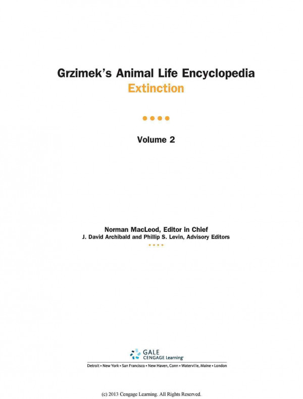 Grzimeks Animal Life Encyclopedia Exintction Vol 2 Bernhard Grzimek