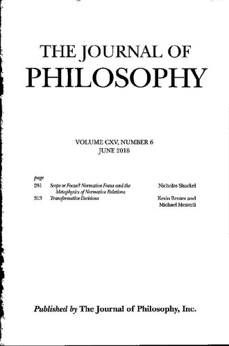 The Journal Of Philosophy The Journal Of Philosophy Inc