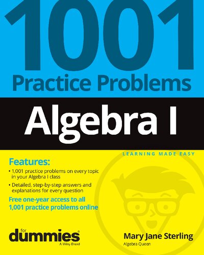 Algebra I 1001 Practice Problems For Dummies 1st Mary Jane Sterling