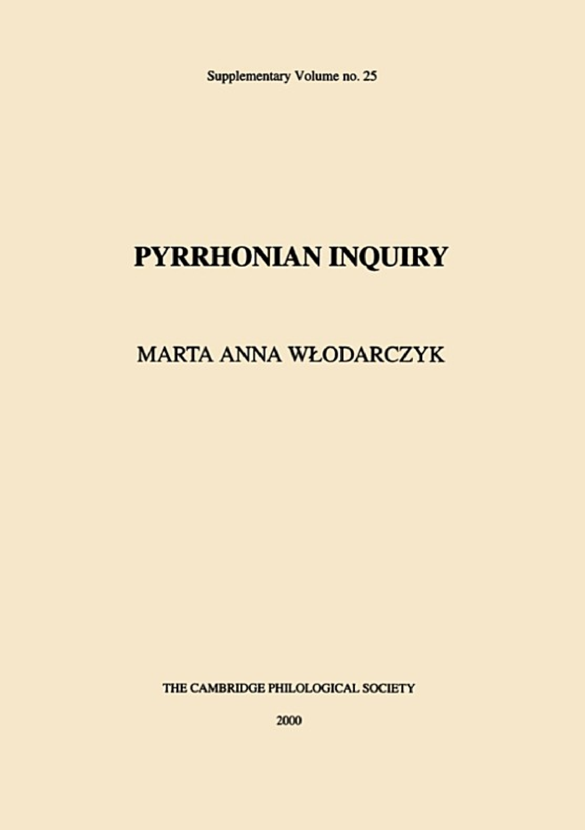 Pyrrhonian Inquiry Marta Anna Wodarczyk