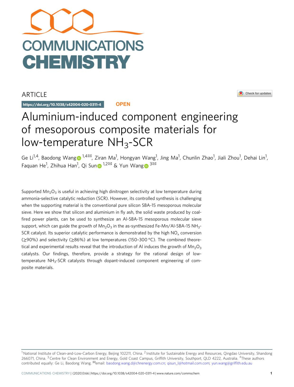 Aluminiuminduced Component Engineering Of Mesoporous Composite Materials For Lowtemperature Nh3scr Ge Li Baodong Wang Ziran Ma Hongyan Wang Jing Ma Chunlin Zhao Jiali Zhou Dehai Lin Faquan He Zhihua Han Qi Sun Yun Wang