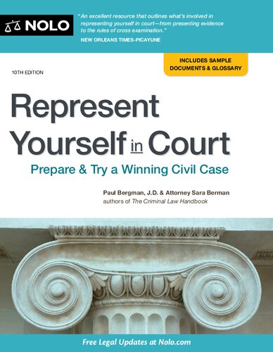 Represent Yourself In Court Prepare Try A Winning Civil Case 10th Edition 10th Paul Bergman