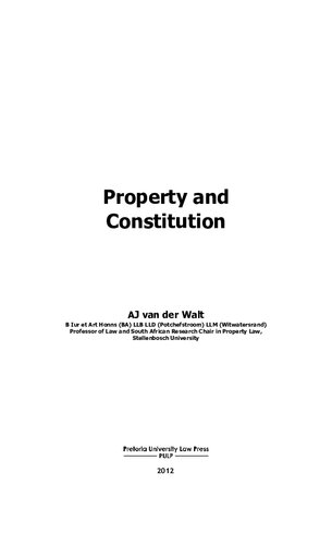 Property And Constitution Aj Van Der Walt