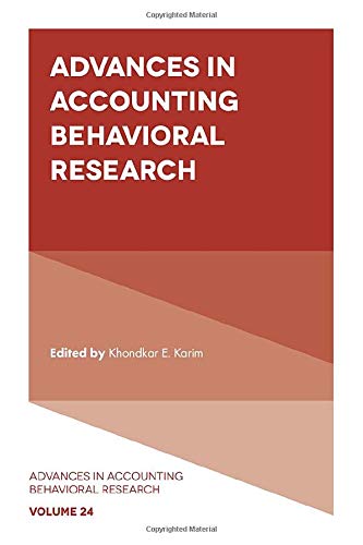 Advances In Accounting Behavioral Research Khondkar E Karim