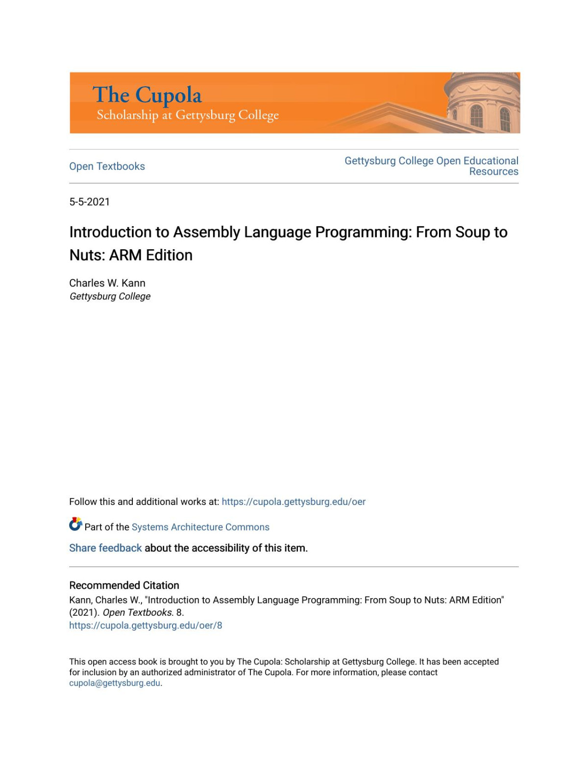 Introduction To Assembly Language Programming From Soup To Nuts Arm Edition Charles W Kann