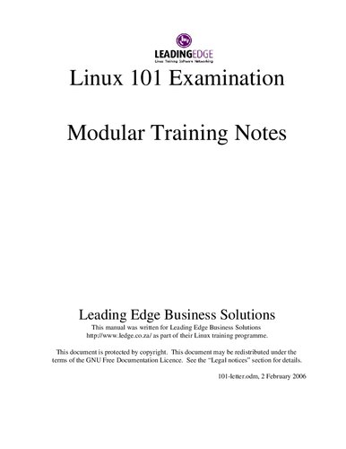 Linux 101 Examination Modular Training Notes Leading Edge Business Solutions