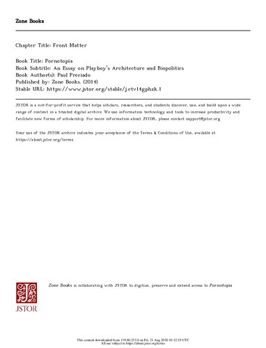 Pornotopia An Essay On Playboys Architecture And Biopolitics Paul B Preciado