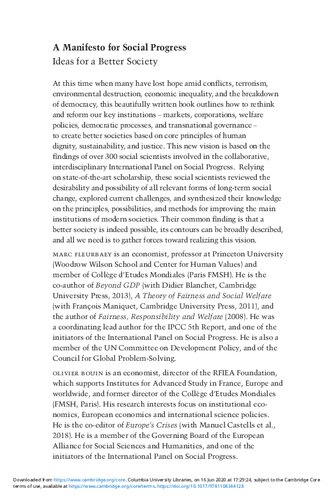 A Manifesto For Social Progress Ideas For A Better Society Marc Fleurbaey Olivier Bouin Marielaure Sallesdjelic Ravi Kanbur Helga Nowotny Elisa Reis Amartya Sen