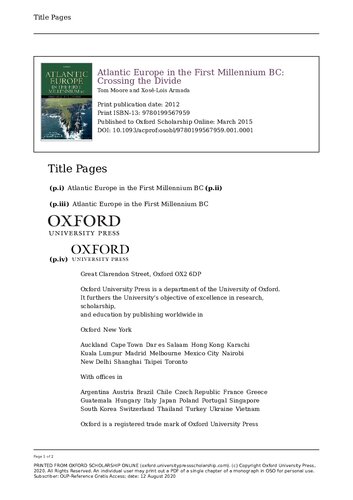 Atlantic Europe In The First Millennium Bc Crossing The Divide Illustrated Tom Moore Editor