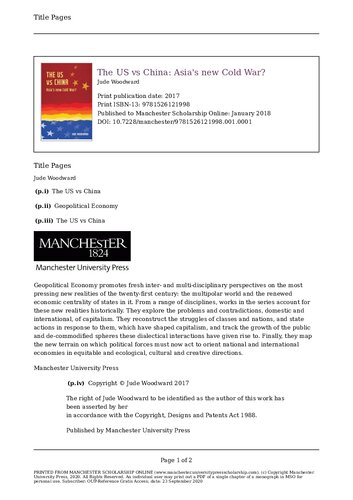 The Us Vs China Asias New Cold War Online Jude Woodward