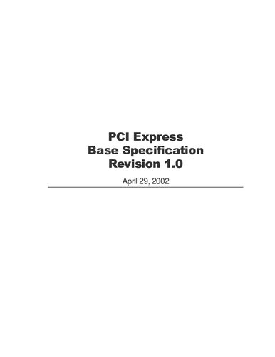 Pci Express Base Specification Revision 10 Pcisig