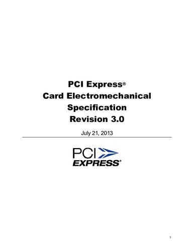Pci Express Card Electromechanical Specification Revision 30 Peripheral Component Interconnect Special Interest Group